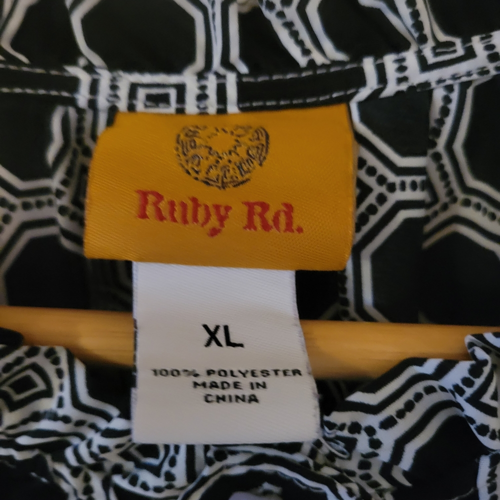 Ruby Rd. Black & White Geometric Button-Front Blouse - Picture 2 of 2